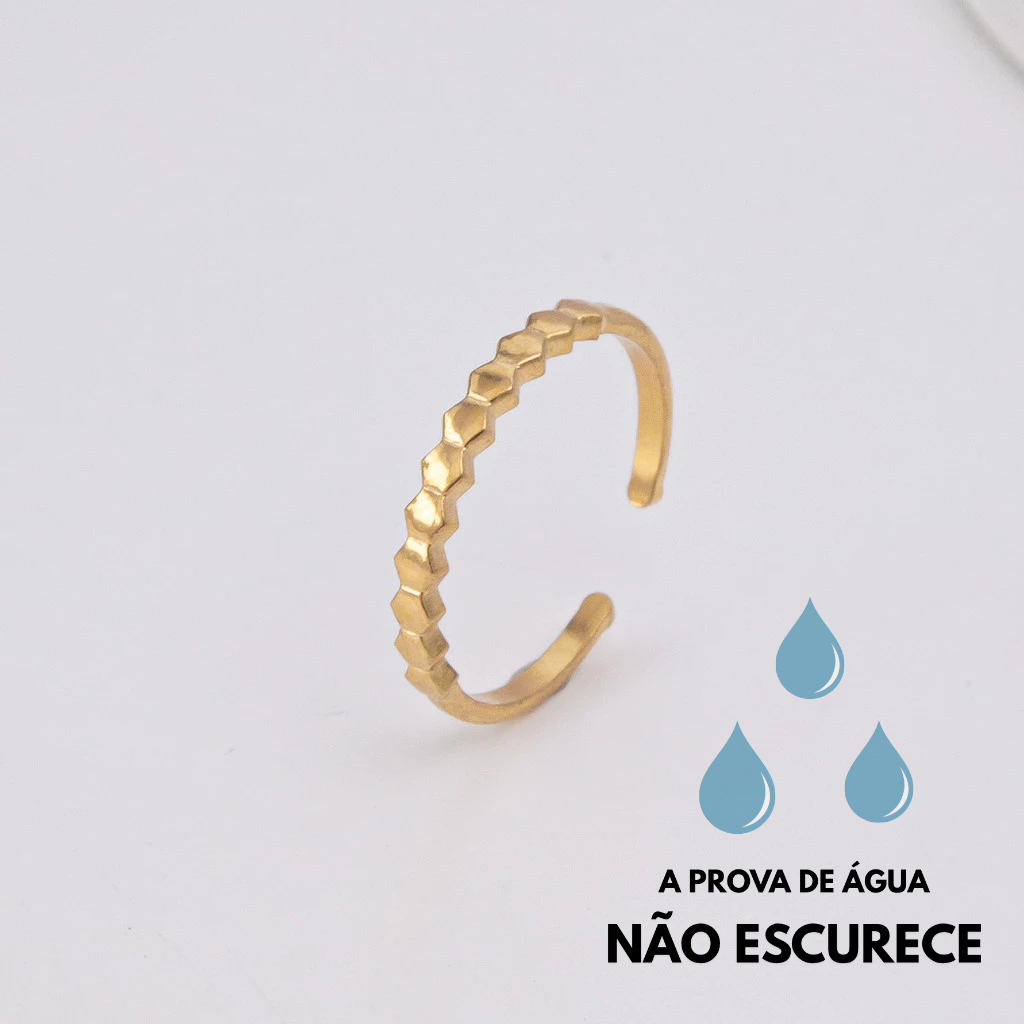 Anel Dourado Regulável Geometric Aço Inoxidável Feminino Minimalista Joia Antialérgica Elegante Moda