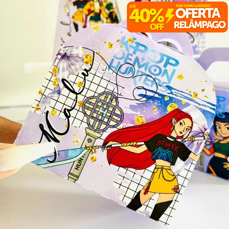Kit Caixinhas Personalizadas GUERREIRAS DO K-POP MENINAS para Decoração de Festa e Aniversário