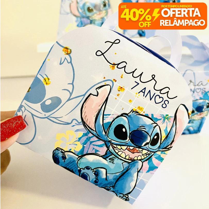Kit Caixinhas Personalizadas STITCH MENINOS E MENINAS para Decoração de Festa e Aniversário