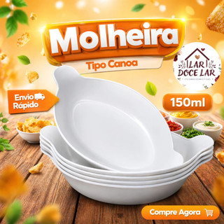 Kit 5 a 50 Molheira Barquinha Canoa 150ml Pequena Branca Churrasco Festa Frios Amendoim Petisqueira