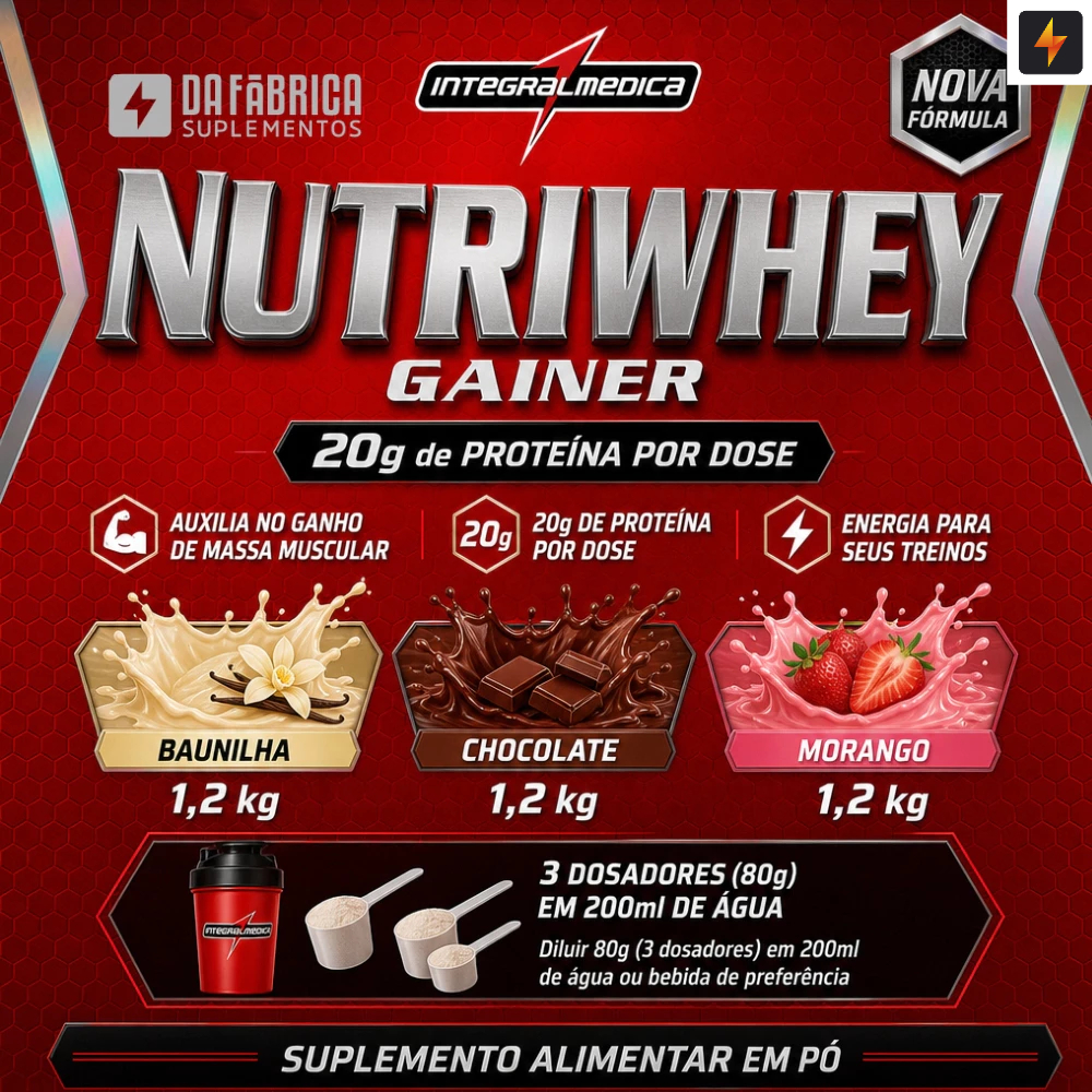 Nutri Whey 1,2Kg - Nova Embalagem e Fórmula 20g Proteína - 15 doses - Integralmédica — imagem 2 de 2