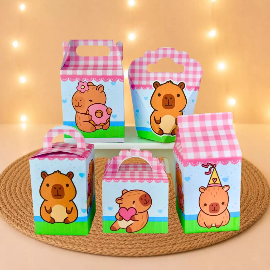 Kit 20 Caixinhas CAPIVARA ROSA  Lembrancinhas Festas infantis |  Mimos Aniversário |  Lembrancinhas |  Kit Festa