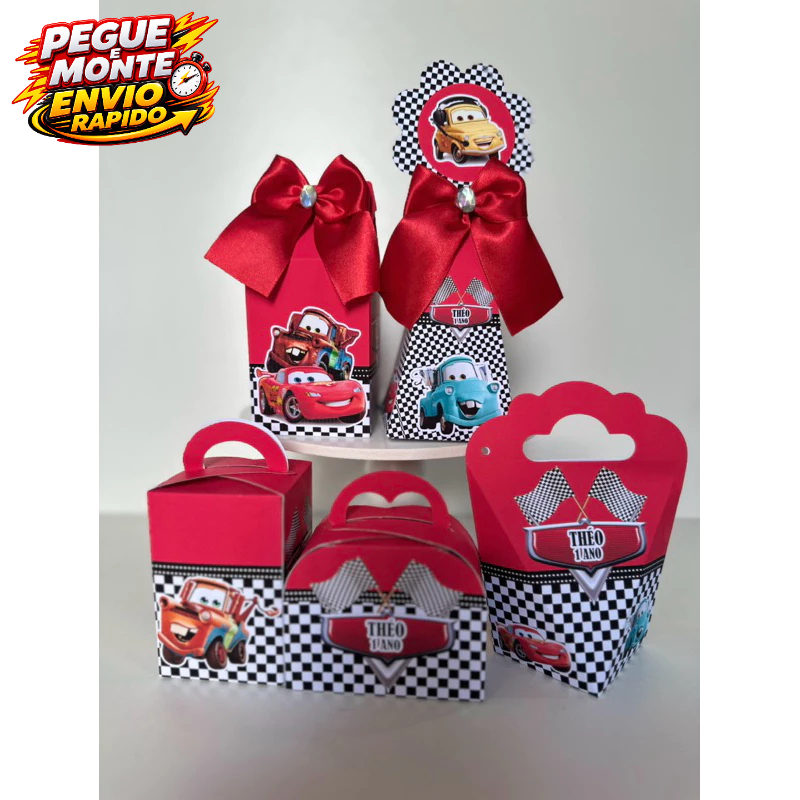 Kit Personalizados Carros Pegue e Monte Lembrancinha Carrinho Caixinha Personalizada (Informe Nome e Idade pelo Chat)