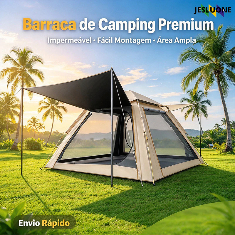 Barraca portátil para camping dobrável automaticamente impermeável e reforçada. para uso externo*