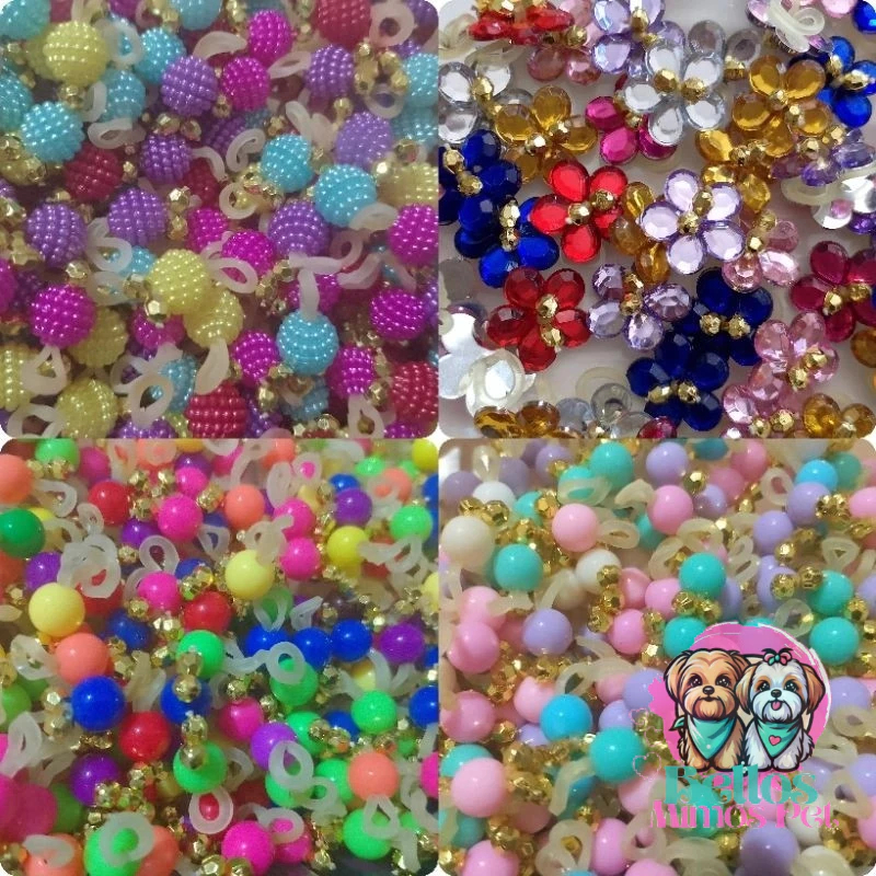 100 Pedrarias Pet (4 modelos) Biju Pet Banho e Tosa Penteado Pet