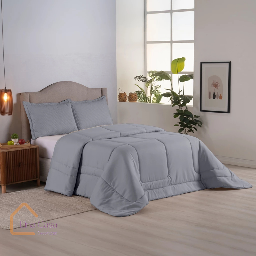 Edredom 400 Fios Micro Percal Toque Acetinado Macio Conforto Luxo Cama Hotel