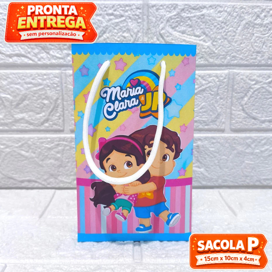 Sacolinha maria clara e jp  Festa Infantil Lembrancinha 15x10x4cm Pequena Pegue e Monte PRONTA ENTREGA