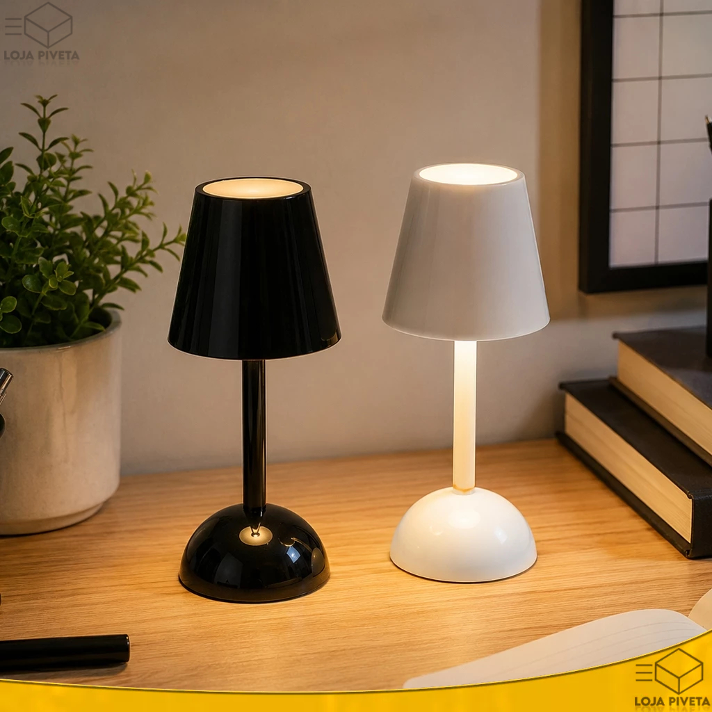 Luminária Abajur de Mesa Decorativa LED Luz Quente Sem Fio Para Relaxar Estudos Escrivaninha