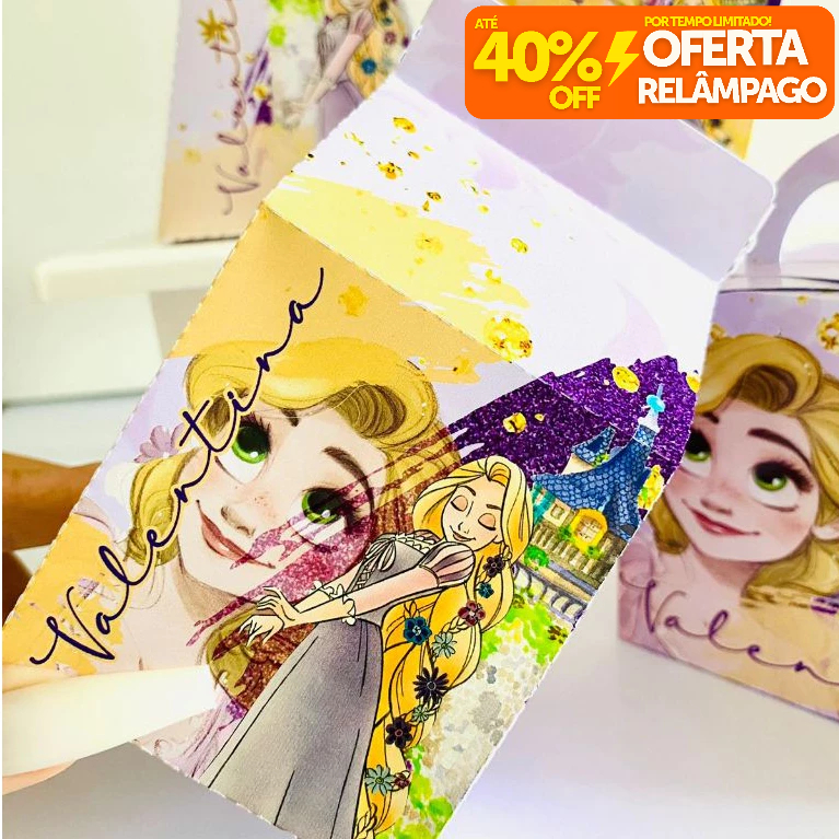 Kit Caixinhas Personalizadas RAPUNZEL MENINAS para Decoração de Festa e Aniversário