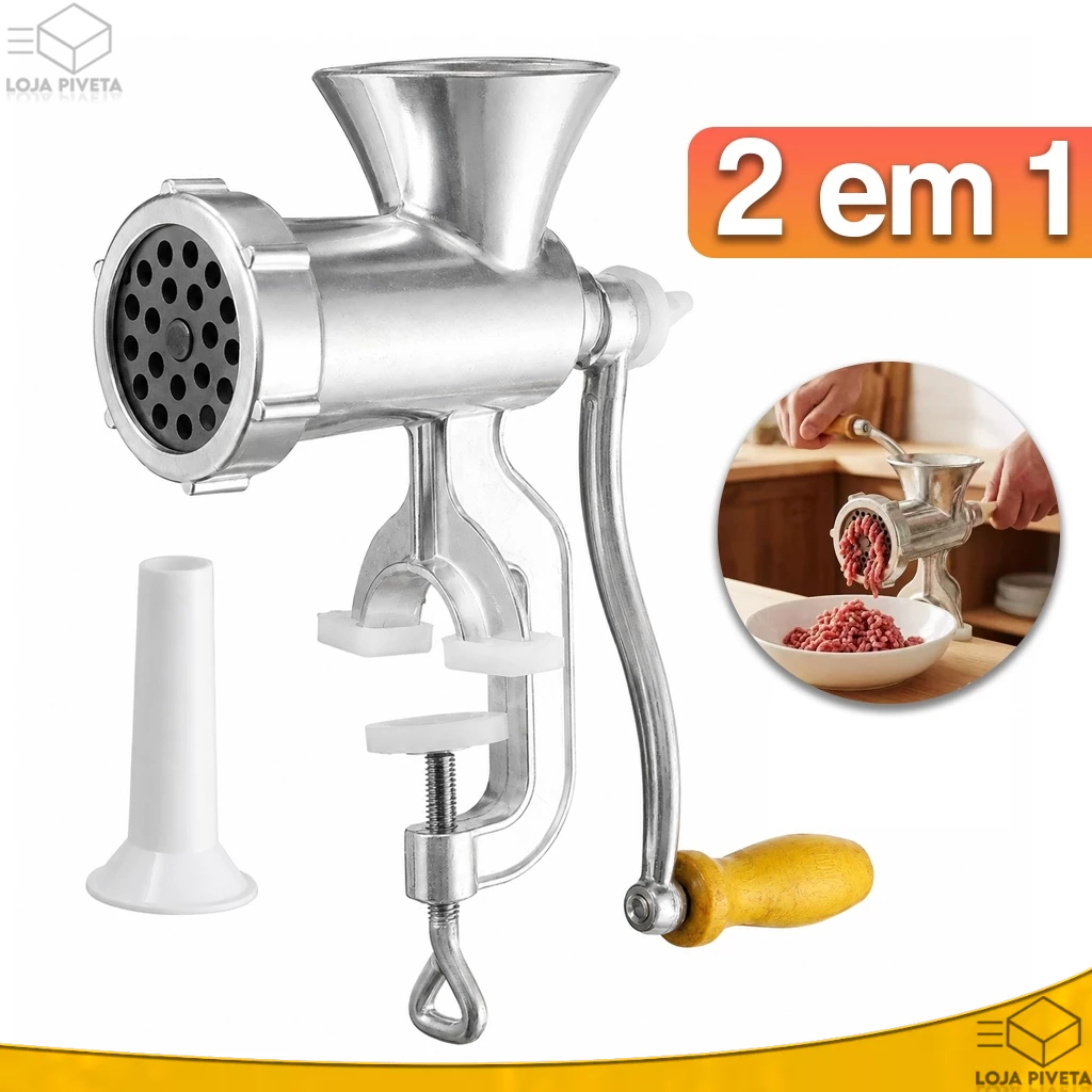 Maquina de Moer Carne Manual Moedor de Mesa Alumínio Manivela Para Enchimento de Linguiça Embutidos
