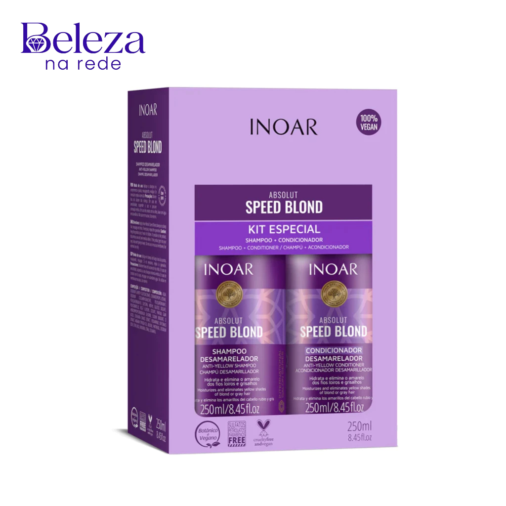 Kit Duo Shampoo + Condicionador Matizador Absolut Speed Blond Inoar - 2x250ml em Oferta na Shopee