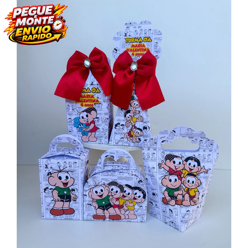 Kit Personalizados Turma da Monica Magali Cebolinha Pegue e Monte Lembrancinha Caixinhas (informe nome e idade no Chat)