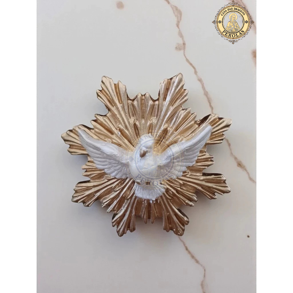 Imagem divino espírito santo 14 cm gesso pintura pérola e dourado - arte sacra - decoração religiosa - presente de fé em Oferta na Shopee