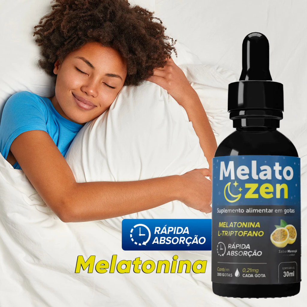 Melatonina em Gotas Rápida Absorção Zero Insônia Descanso Profundo e Natural - Melato Zen 30M
