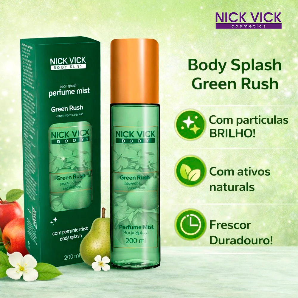 Perfume Mist Body Splash Nick Vick Body Green Rush 200ml