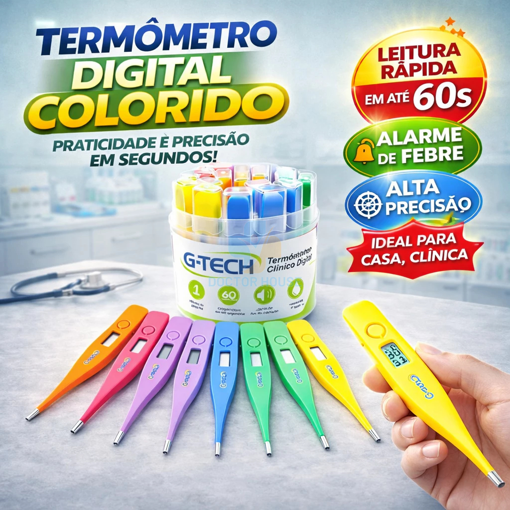 Termômetro Clinico Digital G-tech Cores sortidas Resultado Imediato Adulto Infantil