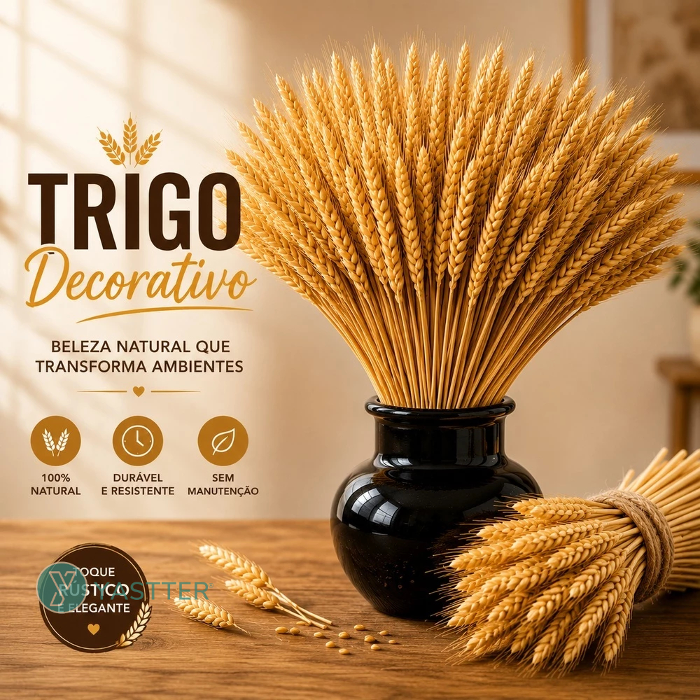 Trigo Seco para Decoração 120 Hastes - Arranjos, Flores Desidratadas e Vaso Decorativo