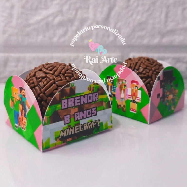 FORMINHAS PARA DOCES BRIGADEIROS  FESTA ANIVERSARIO PERSONALIZADO MINECRAFT  MENINA - 3,5x3,5 CM, DECORAÇÃO FESTA