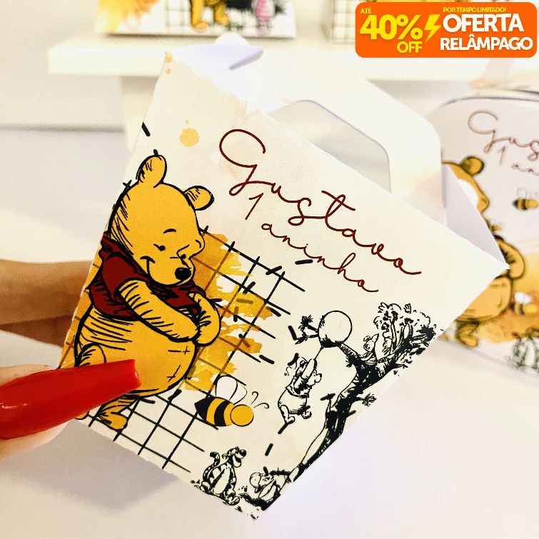 Kit Caixinhas Personalizadas URSINHO POOH MENINOS E MENINAS para Decoração de Festa e Aniversário