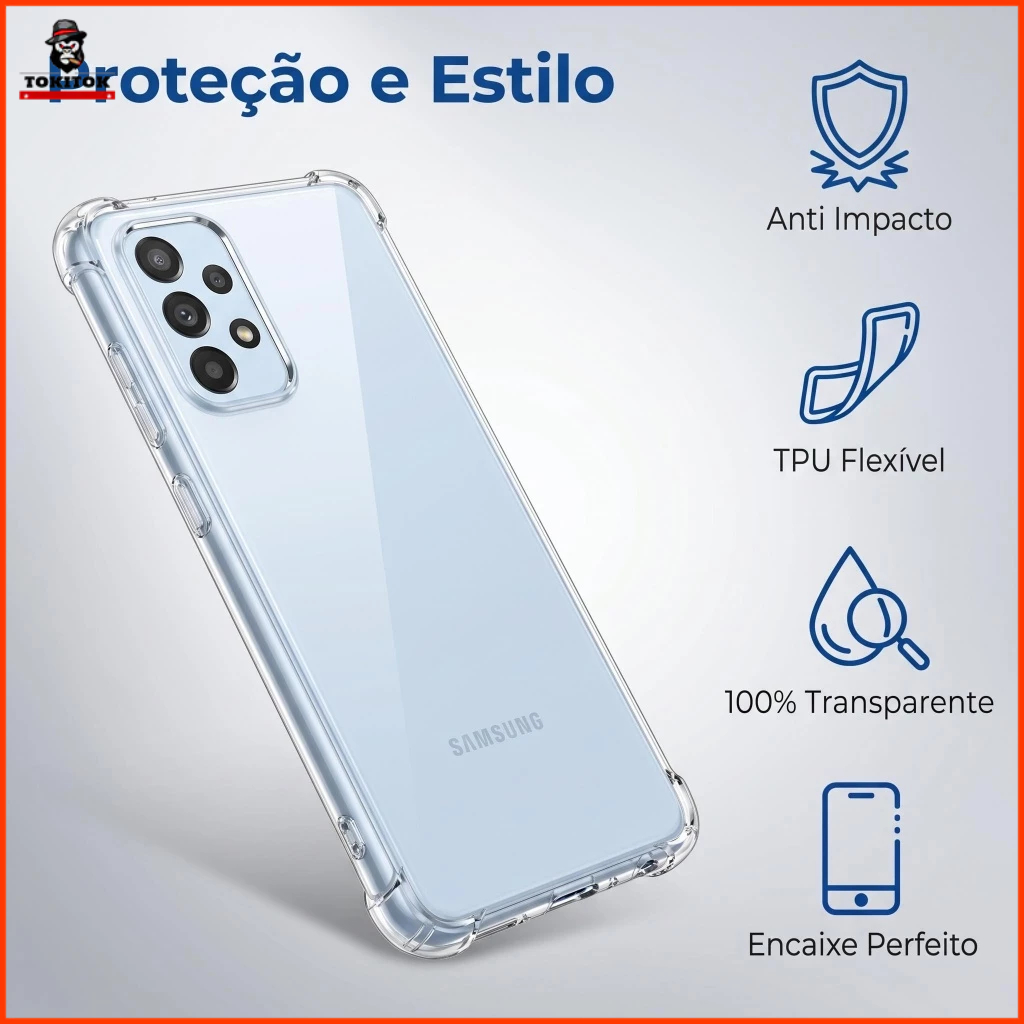 Capa Capinha Transparente de TPU Anti-Impacto p/Samsung A03 A03S A03 CORE A13 4G A13 5G A23 A33 A53 A73
