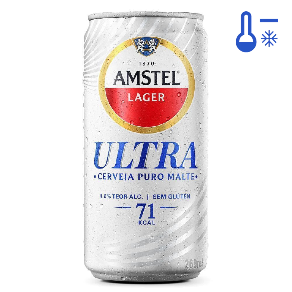 Cerveja Lager Puro Malte sem Glúten Amstel Ultra Lata 269ml - Gelado