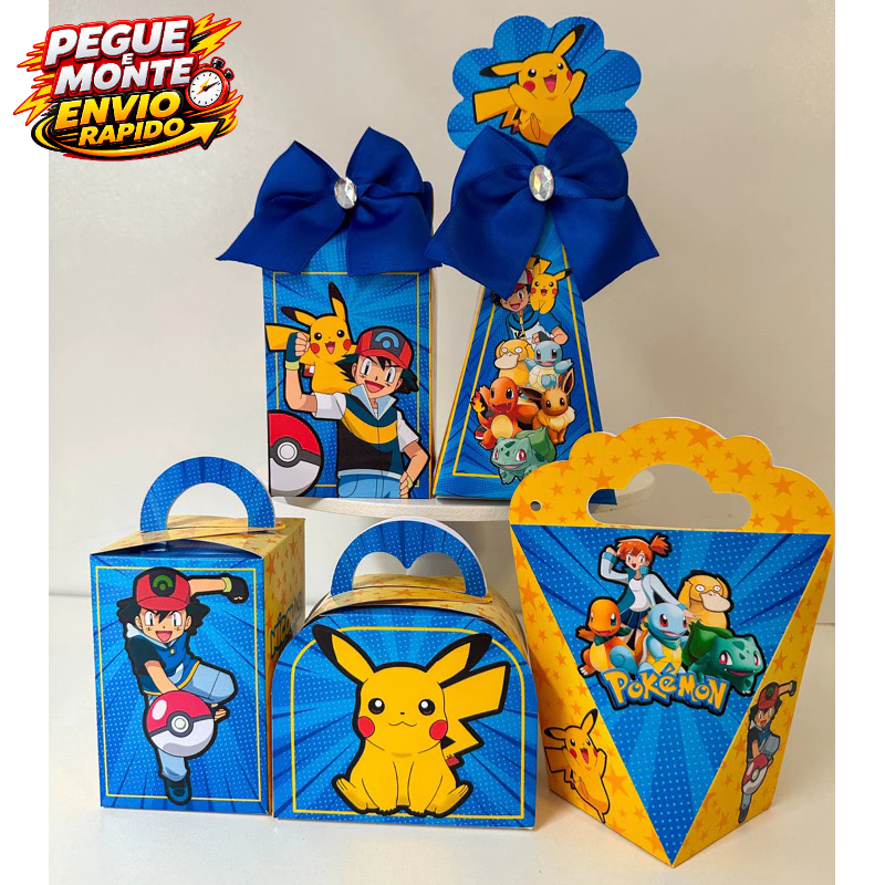 Personalizados Pegue e Monte Pokemon Pikachu Lembrancinha Caixinha (Informar Nome e Idade no Chat)