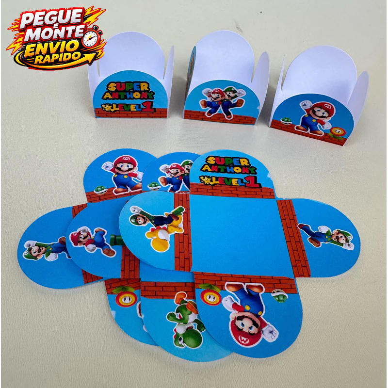 Forminha de Doces Super Mario Personalizada Com Nome e Idade /Lembrancinha /Aniversário Forminha Brigadeiro