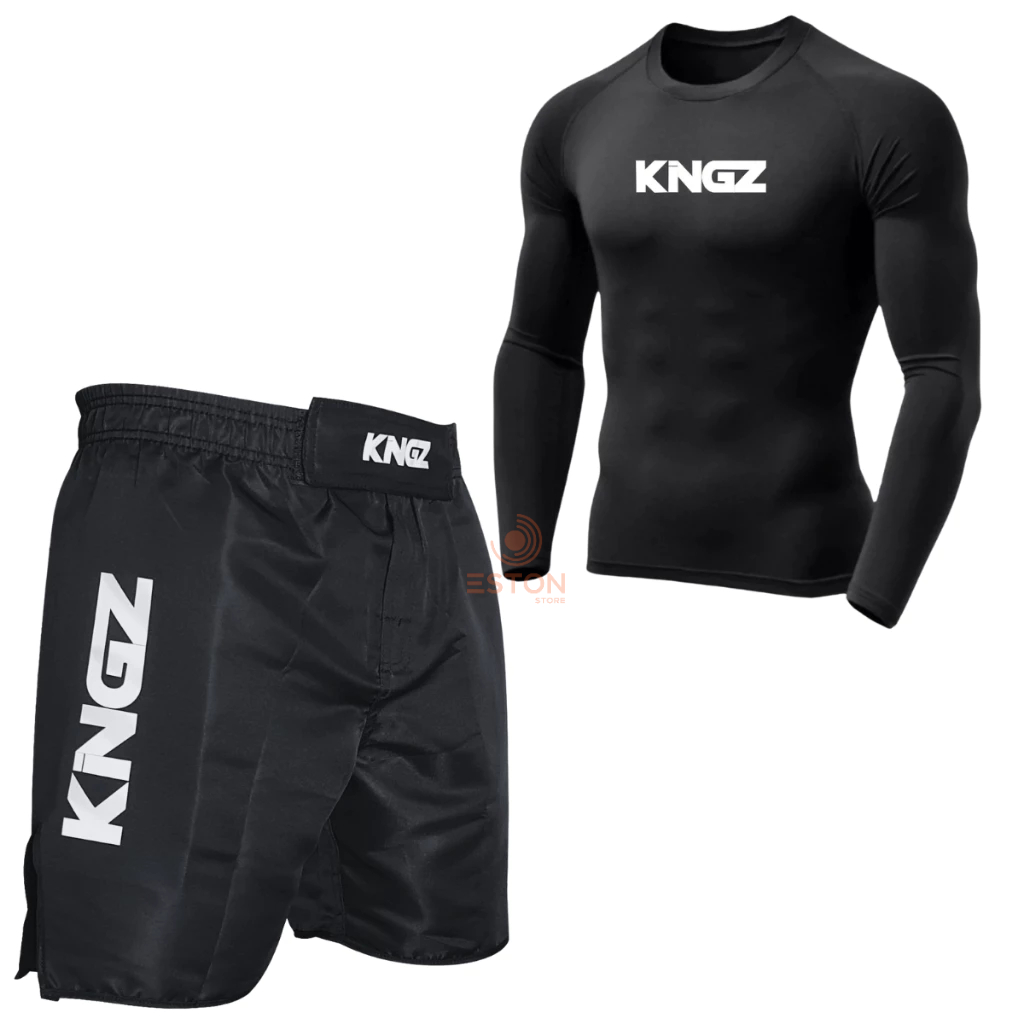 KIT BERMUDA E CAMISA MMA MUAY THAY JIU-JITSU UFC NO-GI TREINO LUTA RASH GUARD UV