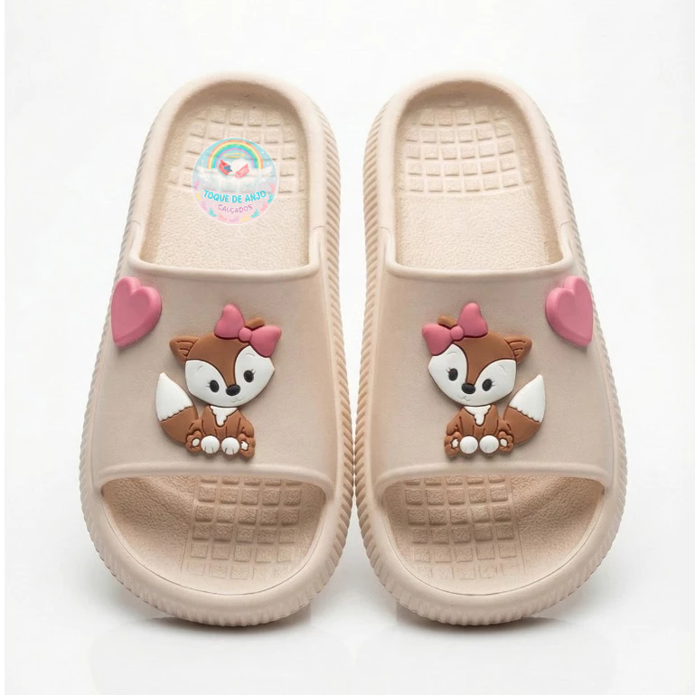 Chinelo Slide Menina do 27/28 ao 41/42 Leve Confortável Dia a dia Passeio Escola casual Raposinha