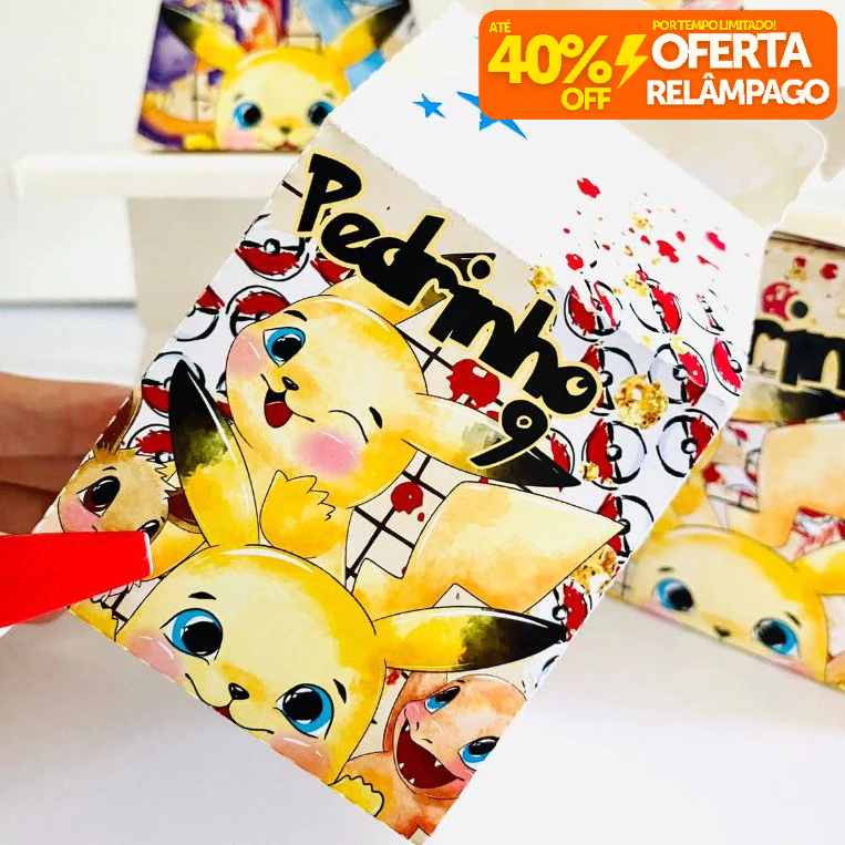 Kit Caixinhas Personalizadas POKÉMON MENINOS E MENINAS para Decoração de Festa e Aniversário