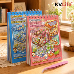 KVLife Caderno de Adesivos 3D 20 Cenas 45 Paginas Kawaii DIY Scrapbook Infantil Educativo Livro Silencioso Com Pinca