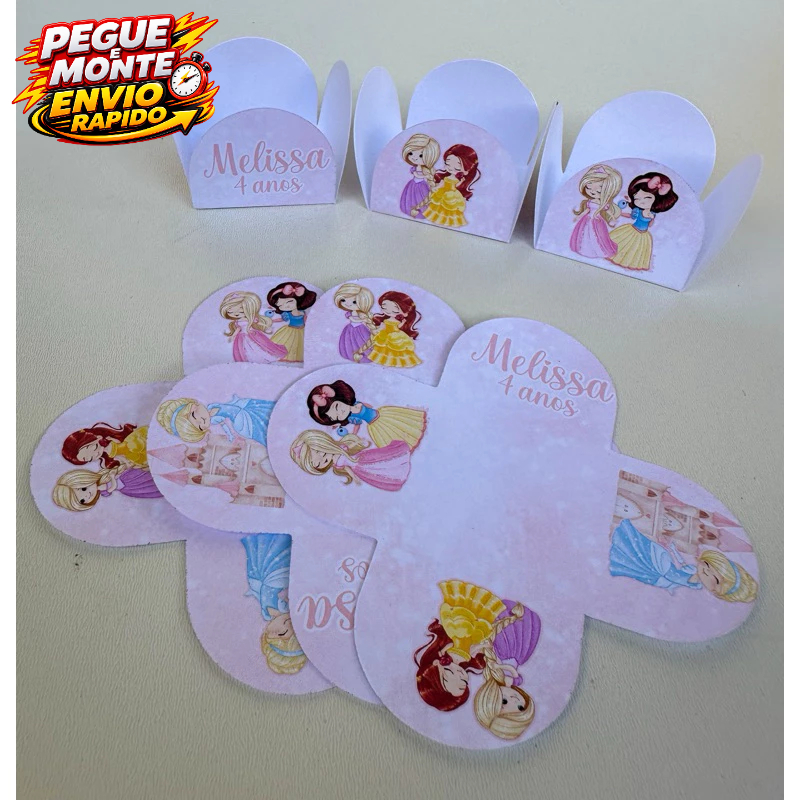 Forminha de Doces Princesas Cute Aquarela Personalizada Com Nome e Idade /Lembrancinha /Aniversário Forminha Brigadeiro