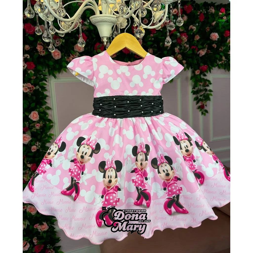 Vestido Tematico Luxo Minnie/Minie Rosa