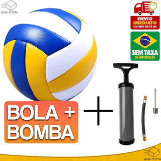 Bola de Volei + Bomba de Encher Ar Quadra Praia Areia Voleibol 22cm Profissional Costurada