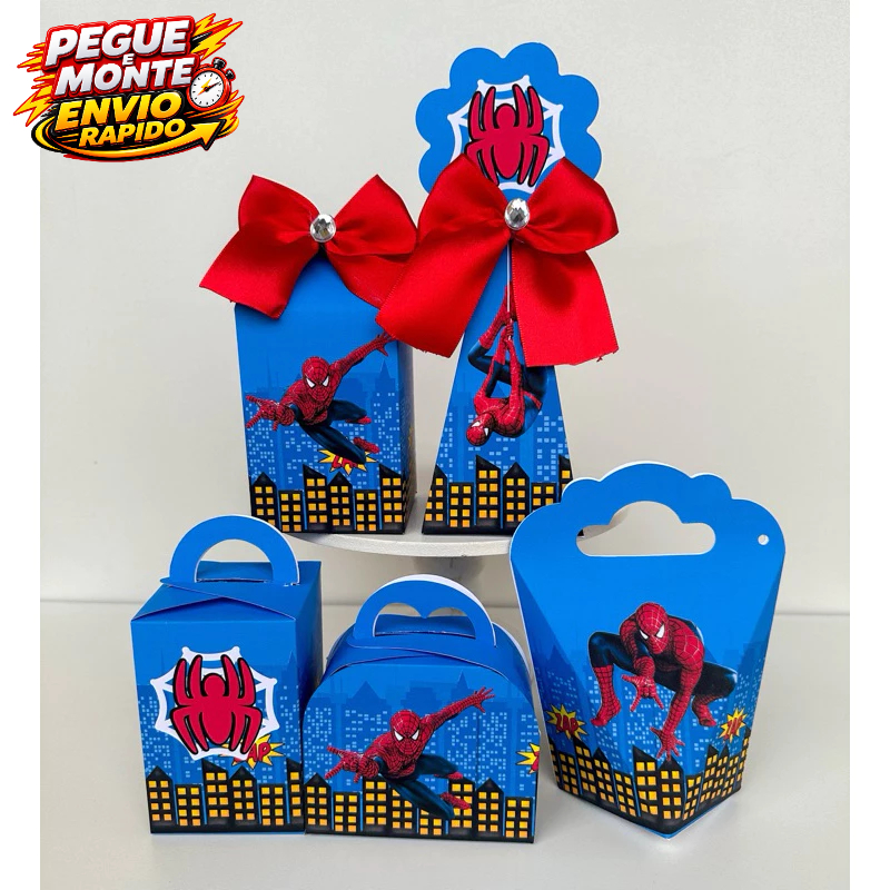 Personalizados Homem Aranha Pegue e monte Lembrancinha Caixinha (Informar Nome e Idade no Chat)