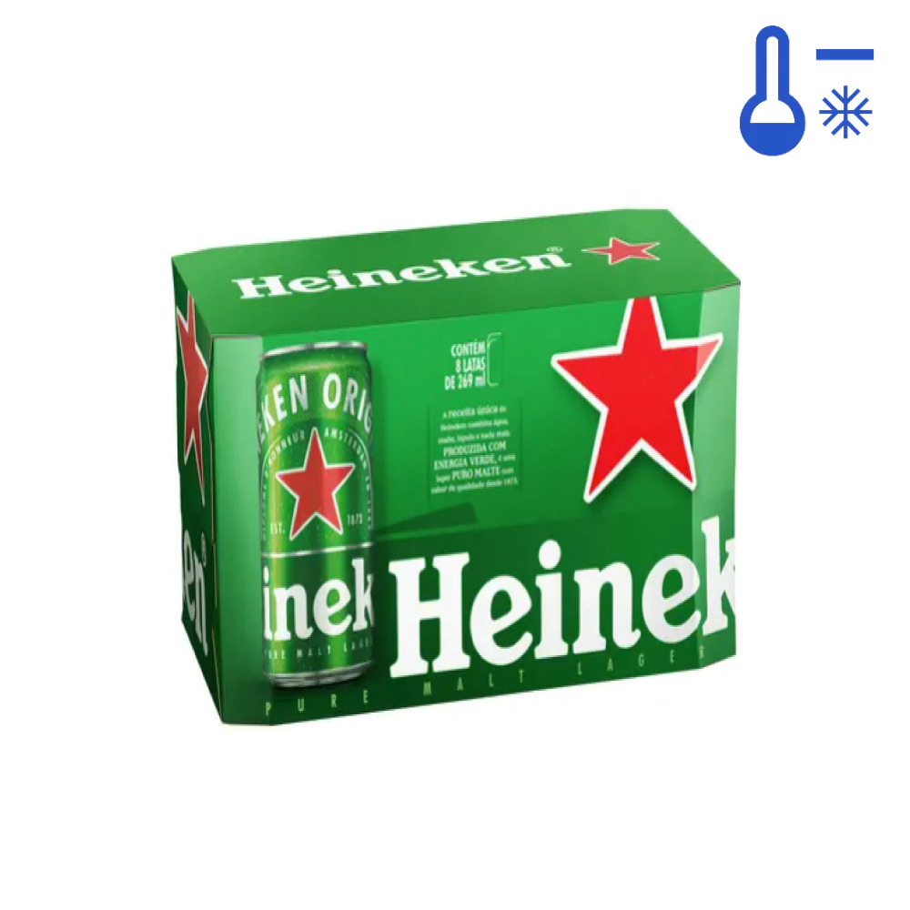 Cerveja Heineken Lata 269ml - 8 unidades - Gelado