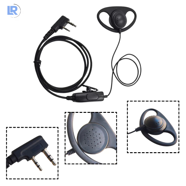 Fone Auricular Concha com Microfone Lapela PTT para Radio Baofeng Kenwood Intelbras