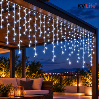 Cascata Natal 10m 400 LEDs Pisca Pisca 8 Funções/Fixo à Prova d'Água Uso Externo Decoração Natal 110V 220V Conector M/F
