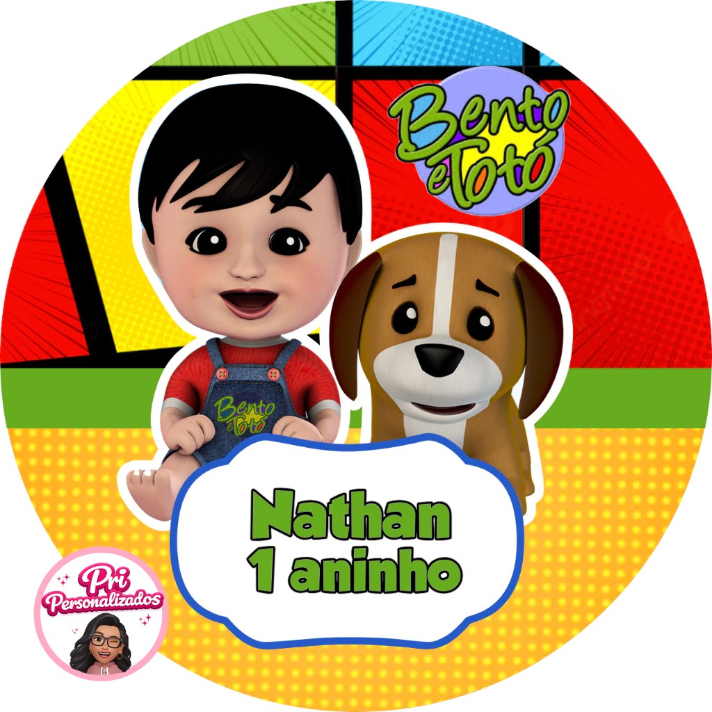 Adesivos Bento e Totó Redondos Personalizados Ideal Para Lembrancinhas 3 a 5 cm em Oferta na Shopee