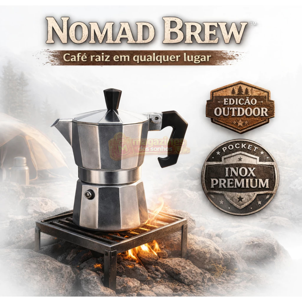 Mini Cafeteira Italiana 3 xic Portátil Inox Superior Camping Trilhas Café Forte Nomad Pocket Brew