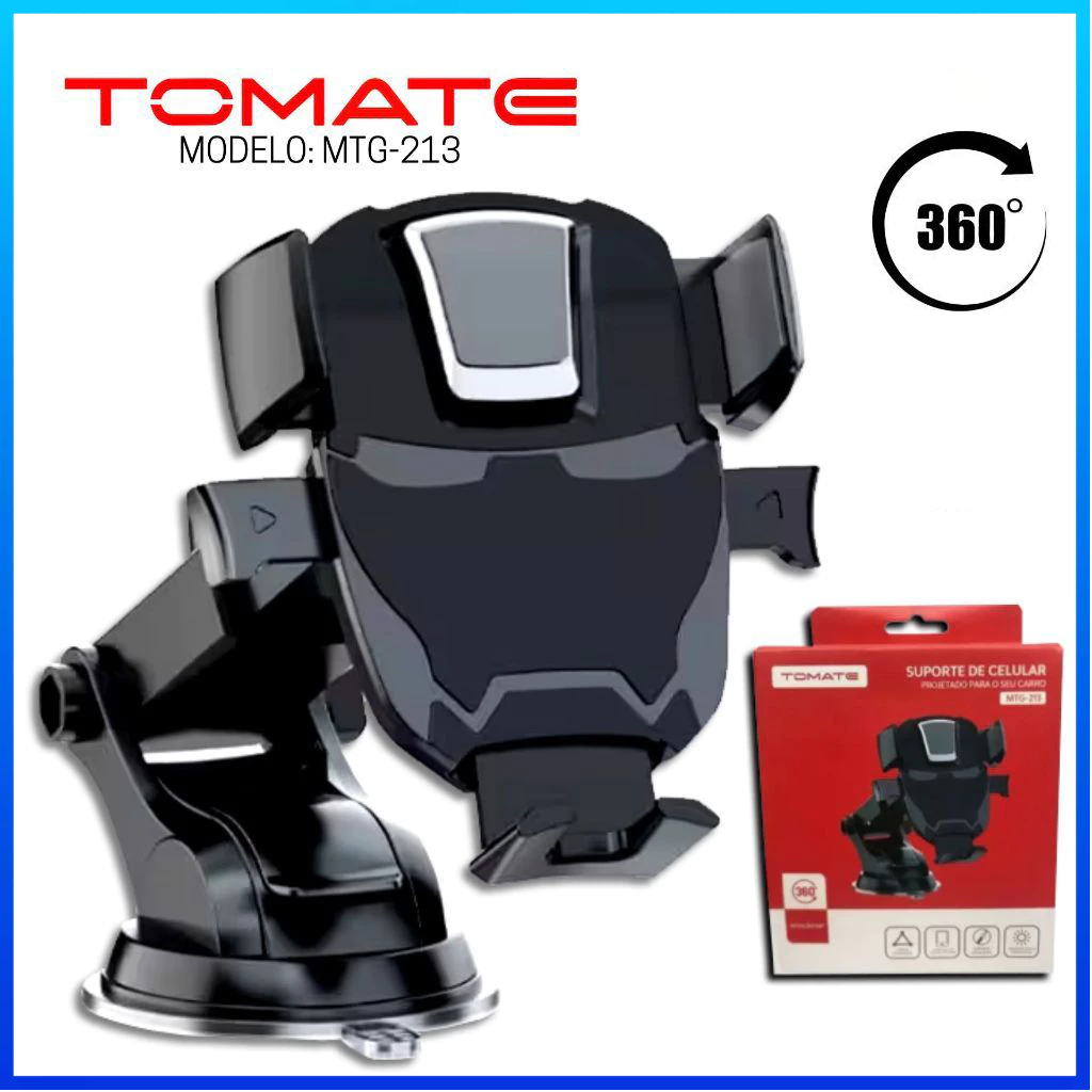Suporte Veicular Para Celular Rotação 360° Tomate MTG-213  Ventosa Forte Braço Extensível Universal Painel Vidro