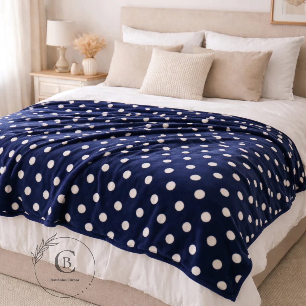 Manta Casal Poá Microfibra Soft Quentinha Macia Cobertor Sofá Cama Decorativa Premium Extra Conforto