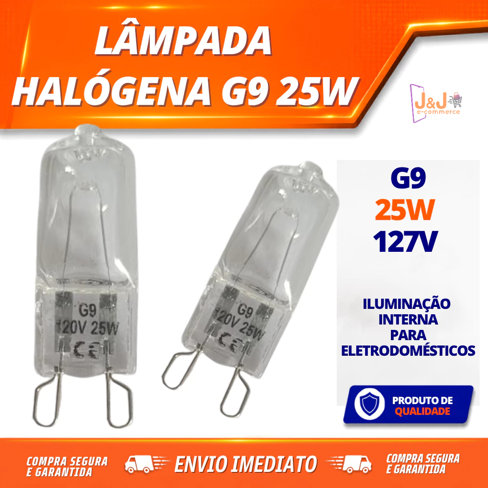 Lâmpada Halógena G9 127V 25W Fogão Forno Coifa iluminação de Eletrodomésticos em geral Kit 1,2,3,4,5