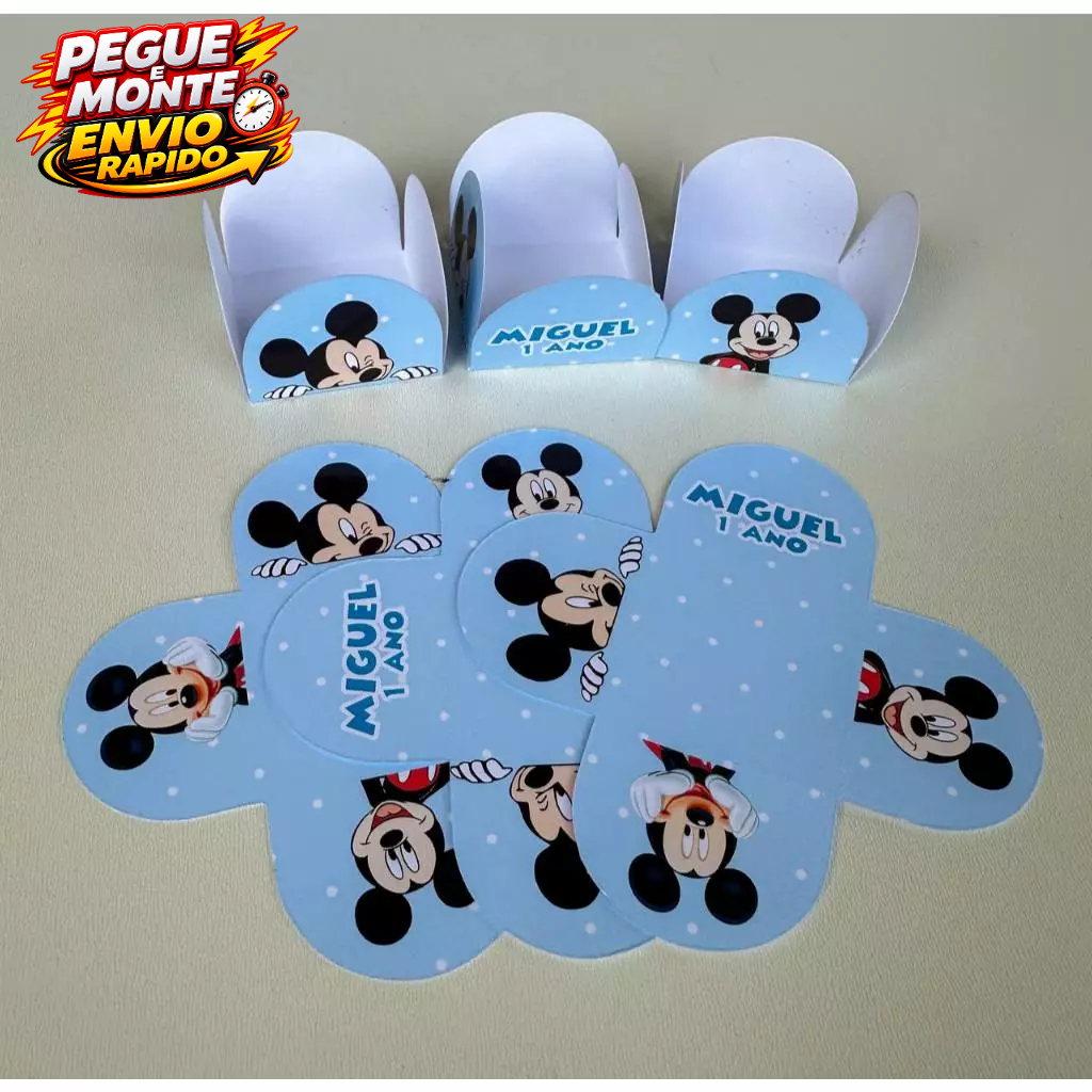 Forminha de Doces Mickey Azul ou vermelho Personalizada Com Nome e Idade /Lembrancinha de Festa /Aniversário/