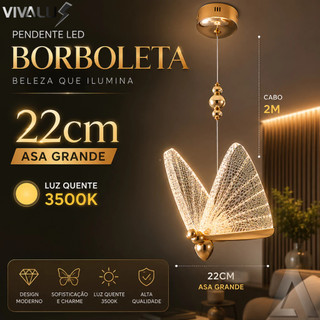 Pendente Borboleta Cristal Acrílico Lustre Para Lavabo Quarto Cabeceira Sala Hall Luminária De Teto