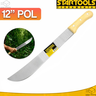 Facão Para Mato 12'' Pol Aço Rápido Com Cabo de Madeira Ergonômico Para Trabalho Startools