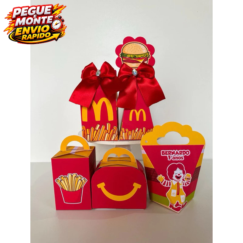 Personalizados Mc Donald Lembrancinha Pegue e Monte Caixinha Kit Festa (Informe Nome e idade no chat)