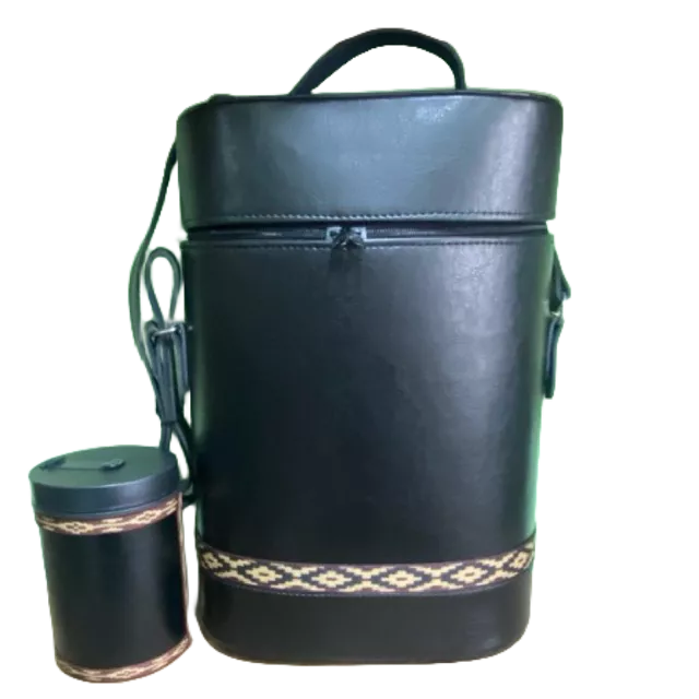 kit chimarrão mateira 1 lt e porta erva 250gr couro sintético pvc de qualidade top