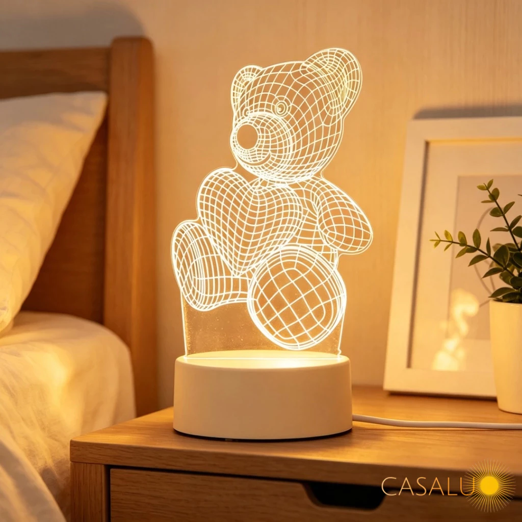 Luminária De Mesa Criativo 3D Urso Ursinho Abajur Para Quarto Infantil Presente Luz Noturno Led Usb — imagem 1
