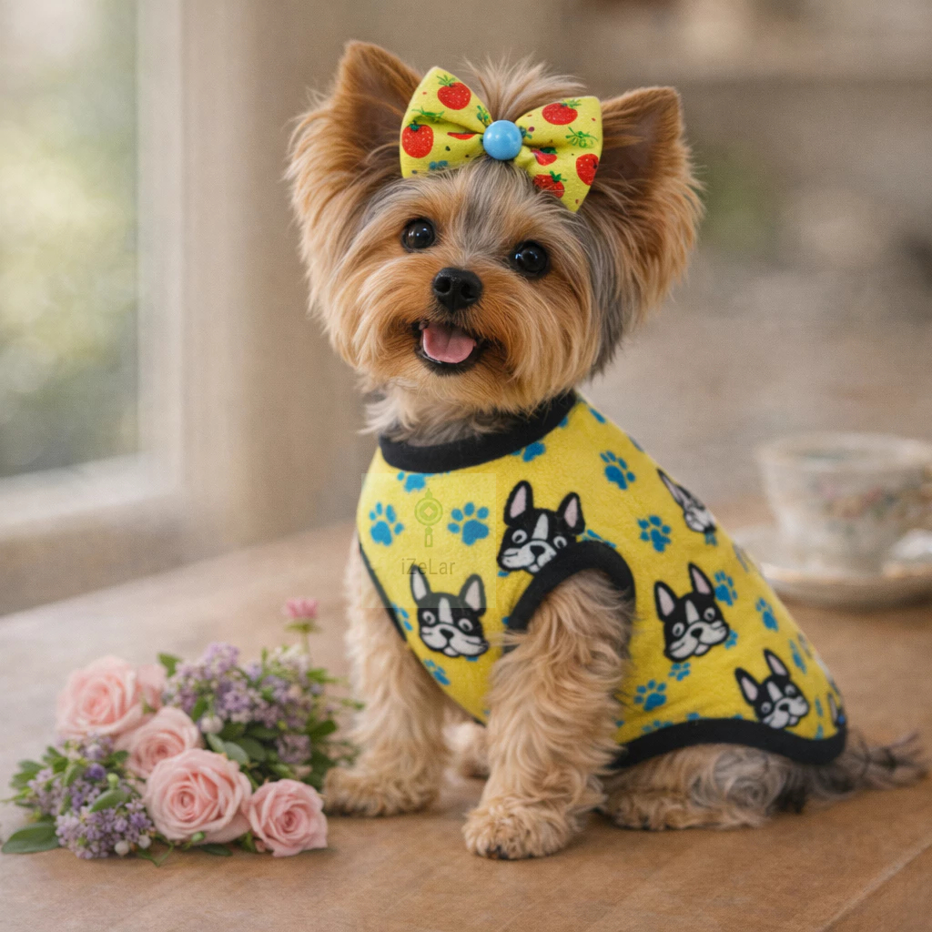 Kit Roupa de Cachorro Femea + Lacinho Dia das Maes Presente, Pet Pequeno Roupinha Quentinha Lacinhos